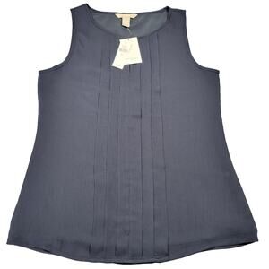 Banana Republic Blue Tank Top NEW $44 Pleated Pintuck Lined Scoop Womens Size XS
